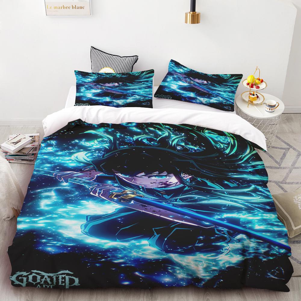 Duvet Cover Kamado Nezuko Demon Slayer Bedding Set Set Bedspread Pillowcase King Queen Full Single Size Bed Linen Kids Teen Gift