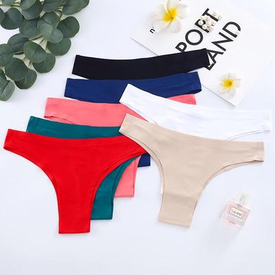 Brazilian Ice Silk Thong: Women's Seamless T-Back Underwear, Sexy Plus Size, Sports Style