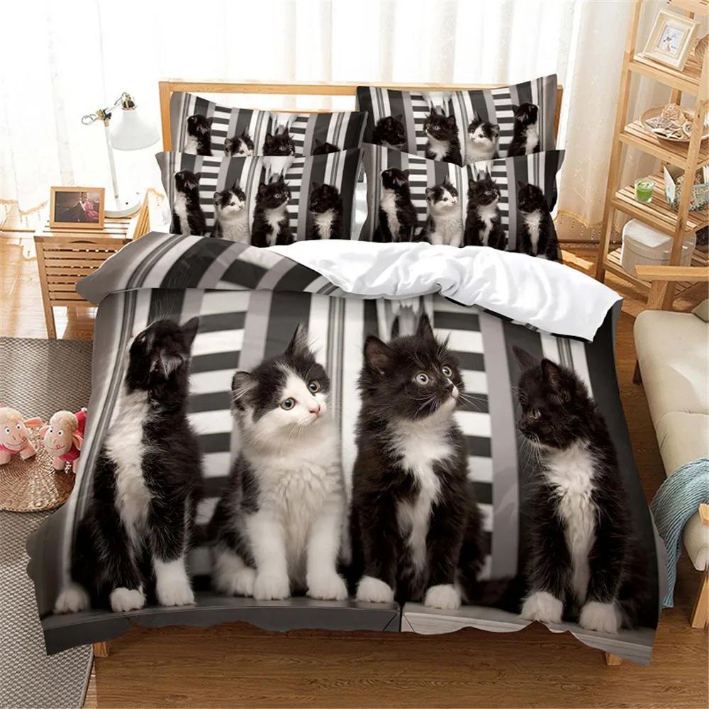 Cute Cat Colorful Butterfly Decor Duvet Cover for KidsTeens Boys Girls Animal Pet Theme Quilt Cover Fashion Bedroom Decorations