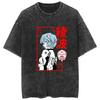 Neon Genesis Evangelion Rei Ayanami Plugsuit Vintage Gewaschenes T-Shirt Sommer Streetwear Grafik-T-Shirt für Männer Frauen
