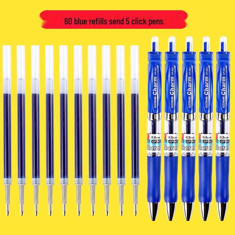 100-Pack of 0.5mm Black Gel Pen Refills - Water-Based, Bullet Tip, Push-Button, Red Pen Compatible