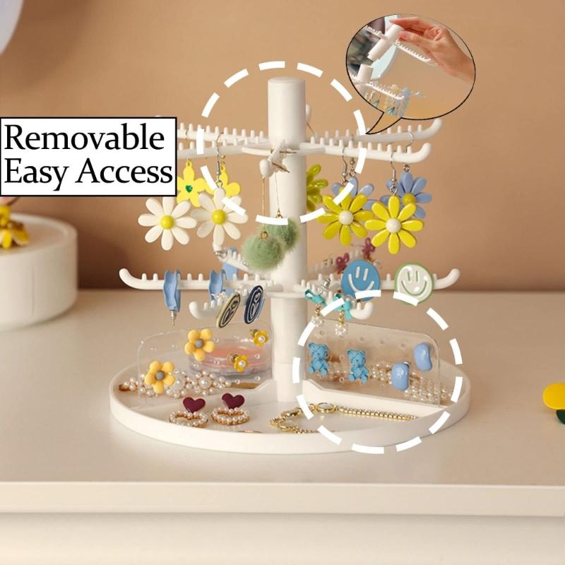 2/3/4-Tiers Jewelry Organizers Display Stand with Tray Plastic Necklace Earring Holder Jewelry Storage Display Tower