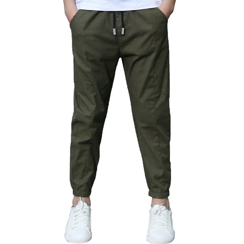 Drawstring Elastic Waistband Pants Kids Casual Solid Color Long Loose Pants for Boys