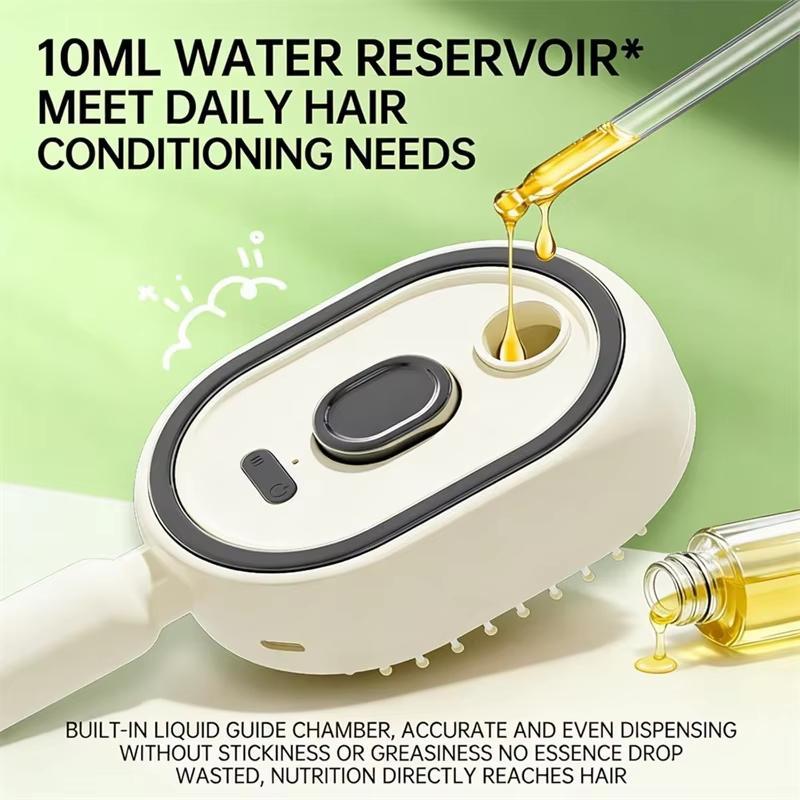 Electric Spray Hair Brush 2-In-1 Misting Hair Brush With Water Spray Reduce Frizz Anti-Static Retractable Steam Massage Comb