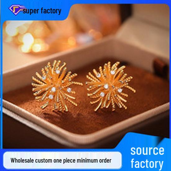 Gold-Plated Moissanite Sunflower Earrings with 925 Sterling Silver Needles & Zircon Backs for Women