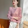 Women's Round Neck Chunky Knit Cashmere Sweater with Sequins, Long Sleeve Fashionable Top for Autumn & Winter