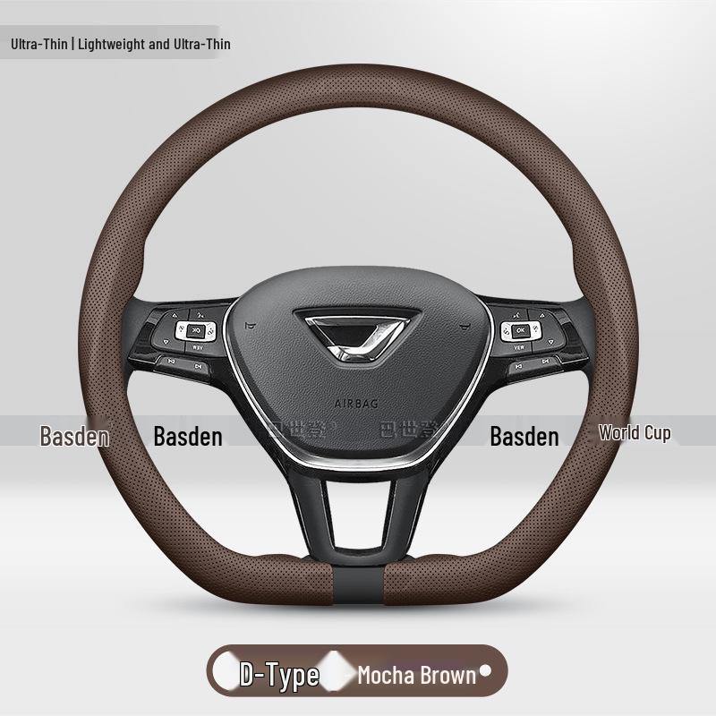Genuine Leather Ultra-thin Anti-slip Steering Wheel Cover for New Jetta VS5/VA3/VS7/VA7/VS8