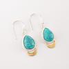 Blue Turquoise Gemstone 925 Stamped Silver Handmade Jewelry Dainty Earrings 1.5" EE-162-32