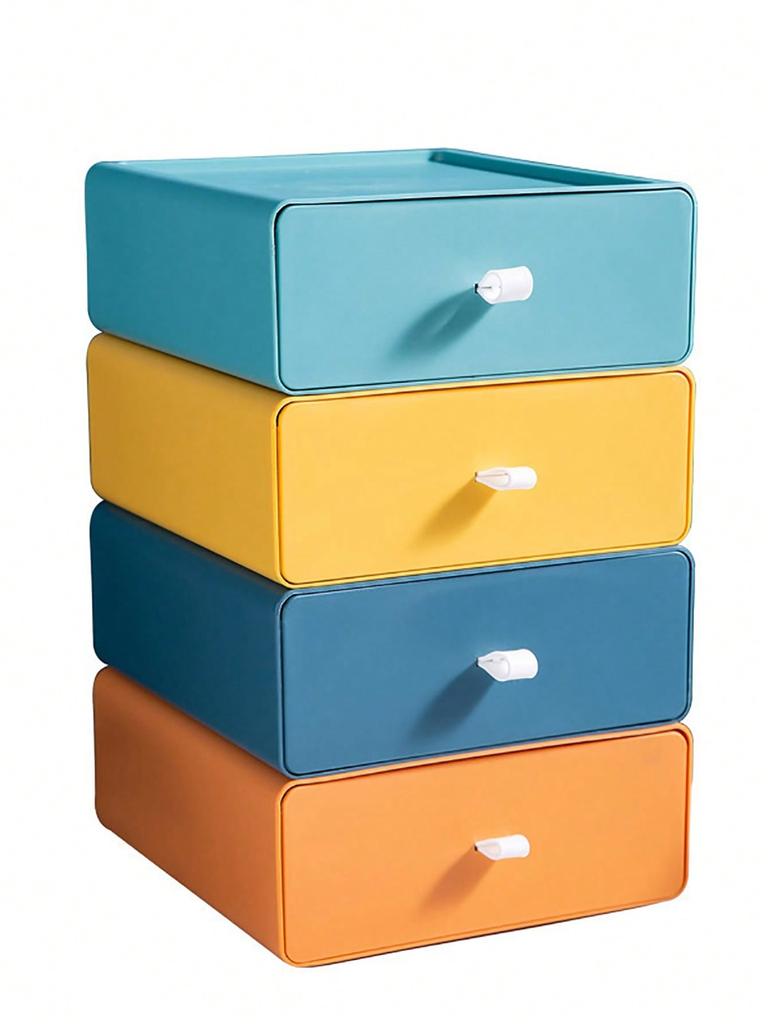 Desktop Drawer Storage Box Stackable Desk Storage Box with Handle Large Capacity Desktop Sundries Organizer Home Storage