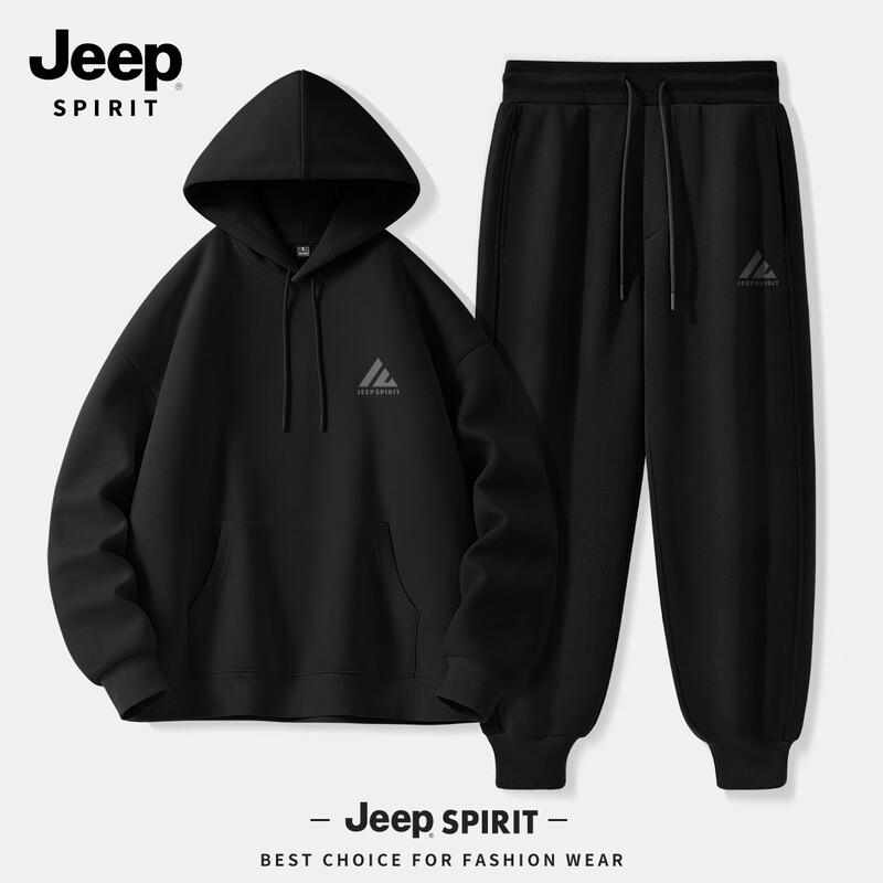 JEEP SPIRIT Men s Loose Hooded Sweatshirt & Sweatpants Set XL