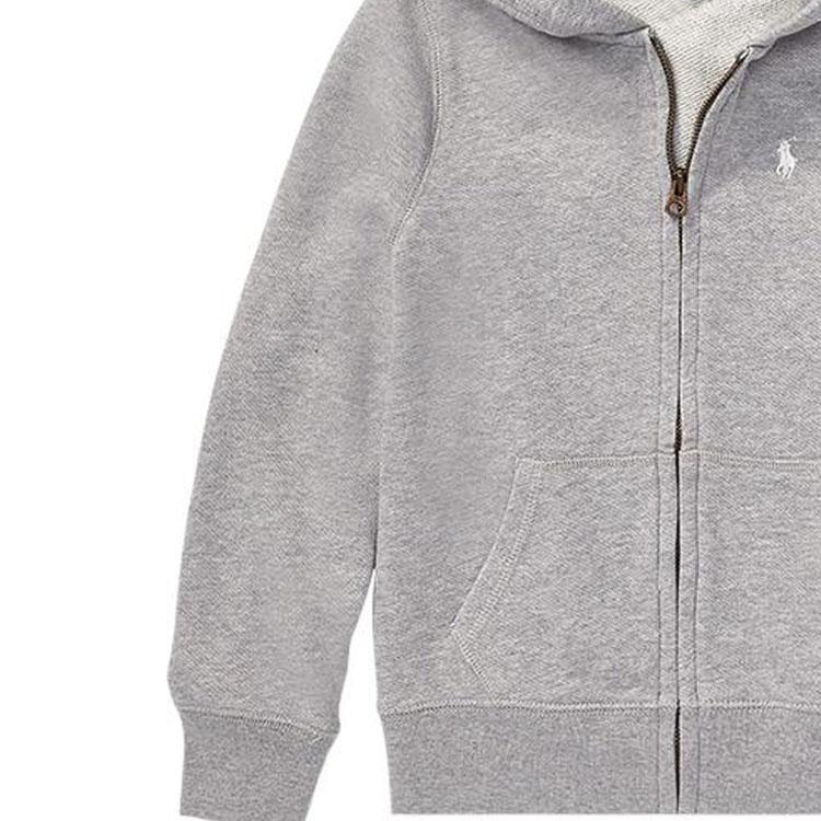 Polo Ralph Lauren Ss22 Solid Color Logo Embroidered Zip-Up Hoodie Kids Hoodies Gray CWPOKNIG6810264-D86