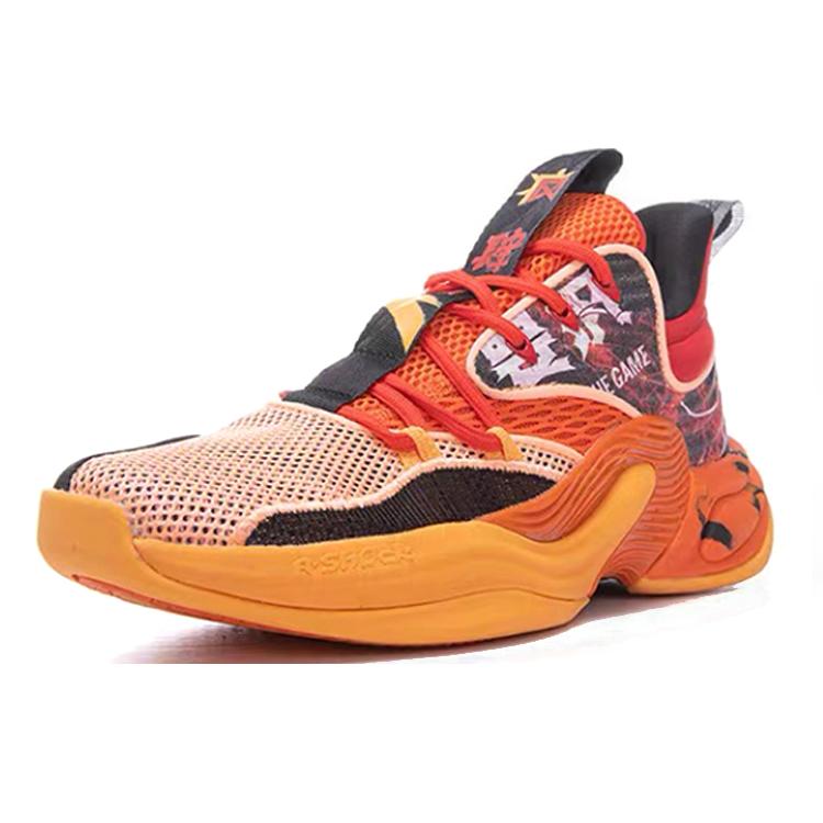 New ANTA Hear Wave 2 Basketball Shoes Men Mid Top Racing Orange/Fluorescent Sunset Orange/University Red 112031105-3