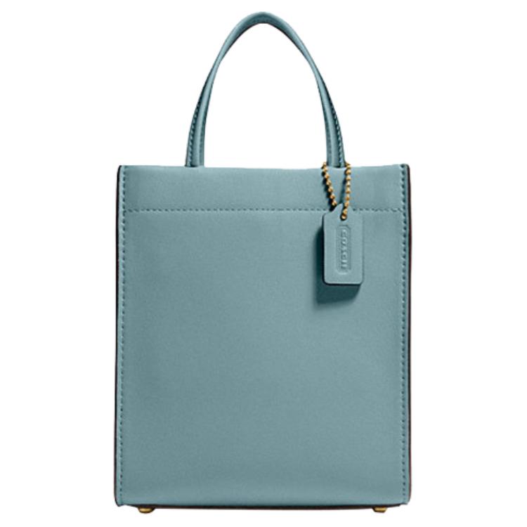 

Coach Cashin 14 Leather Tote Bag Women Tote Mist-Blue Solid-Color Morandi-Color C4828-B4SG Basic Set (Bag+Dust Bag)