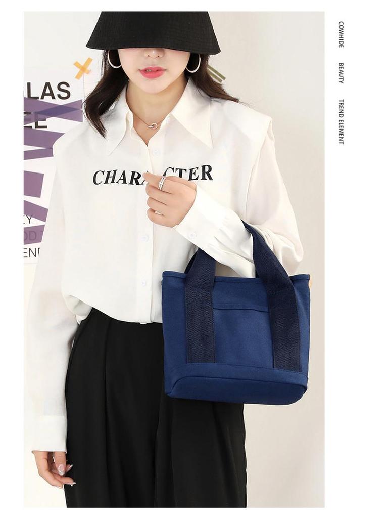 Compact Mille-Feuille Zippered Canvas Tote – Niche Single Shoulder Handbag