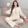 Spring & Autumn Women's Slimming Pajamas: Jacquard Long Sleeve & Pants Set, Sweet Plus Size, High-End Home Wear.