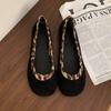 Soft Leather Retro Round Head Shallow Mouth Single Shoes with Skirt Flat Ballet Shoes Versatile Grandma Shoes Women