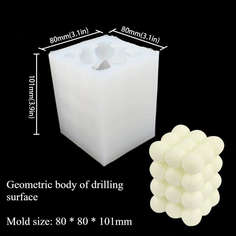 3D Cube Silicone Candle Mold DIY Crystal Epoxy Mould Small Round Ball Soap Molds Candle Making Tool Handcraft Decor Supplies