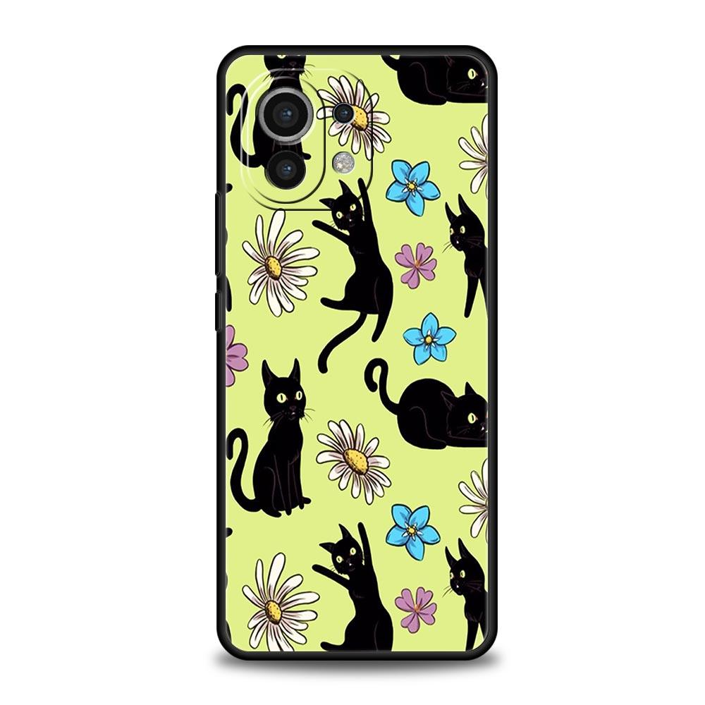 

Черный кот Мультяшный Милый Чехол для Телефона Для Xiaomi 14 13T 12T Pro 12 13 11 Ultra Mi Note 10 Lite 10T 5G 11X Pro 11T 11i 9T Мягкий Чехол Mi Note 10 Lite