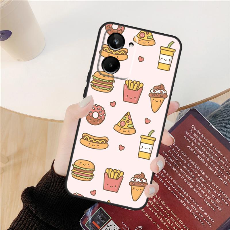 French Fries Burger Pizza Case For Realme GT 7 Pro GT 6T 6 5 C55 C53 C51 C21Y C25S C61 C67 C75 10 11 12 13 14 Pro Plus