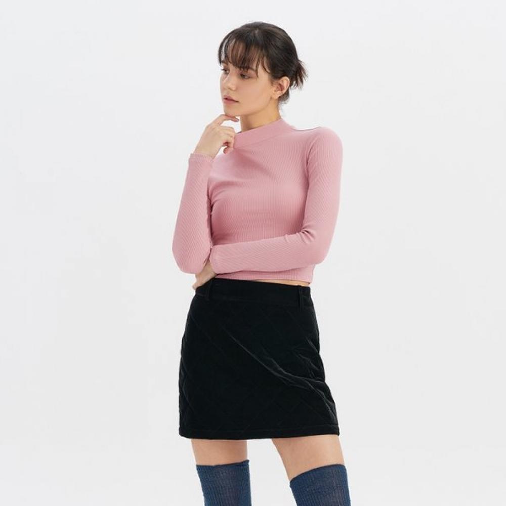 Huit Fleece Mock Neck Crop Long Sleeve Tee Htwtl3l23t