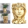 Face Sculpture Succulent Cactus Head Flowerpot Plant Pots Container Gray