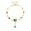 Gold Plated Stainless Steel Colorful Crystal Butterfly Charm Anklet for Women