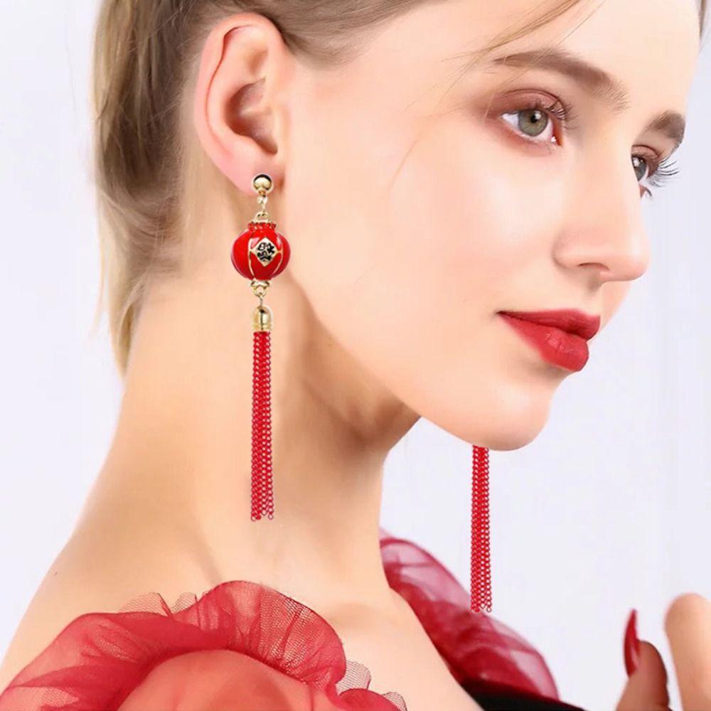 Lucky Lunar New Year Earrings Aesthetic Red Koi Dangle Earrings  Girls
