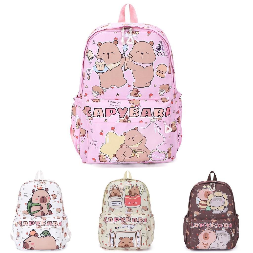 Capybara French Cute Fries Bear Cartoon Animal Printed Women Suitable Backpack