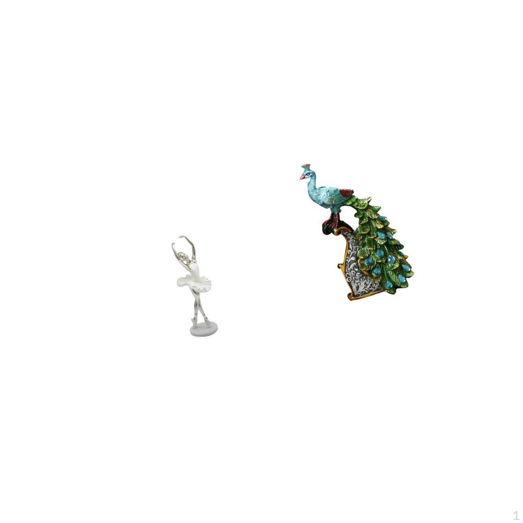 Graceful Dancing Girl And Peacock Figurine Modern Art Sculpture Elegant Animal Collection for