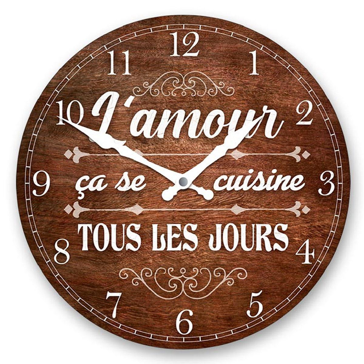 

Les Trésors De Lily [A2777] - Деревянные настенные часы «Любовь готовится каждый день! коричневый - 28 см) - 28 см