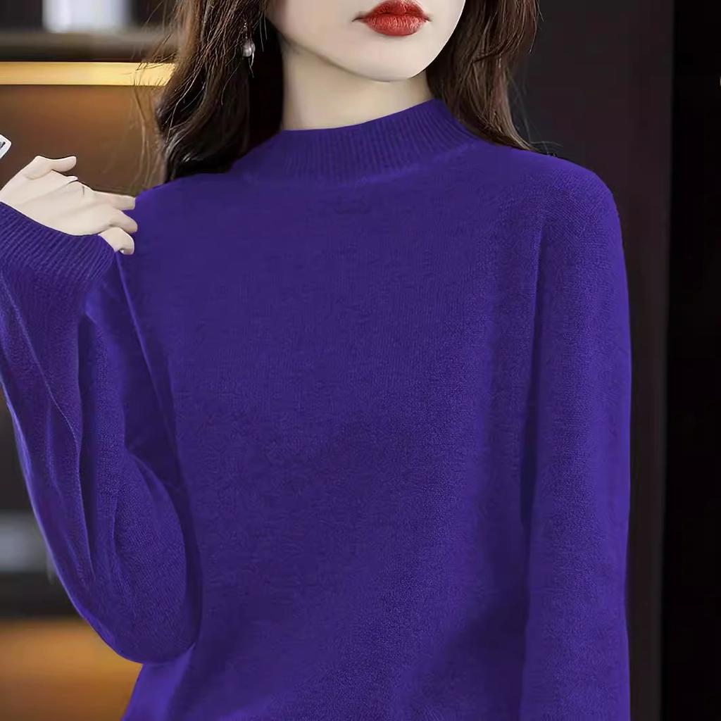 GMXIA Autumn Winter Women's Sweater Turtleneck Sweater Women's Pullover Slim Mercerized Cotton Base Knitwear