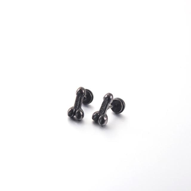 Fashion Black Horn Earrings For Women Hip-hop Acrylic Ear Stud Stainless Steel Anti-Allergies Earrings Gothic Spiral Ear
