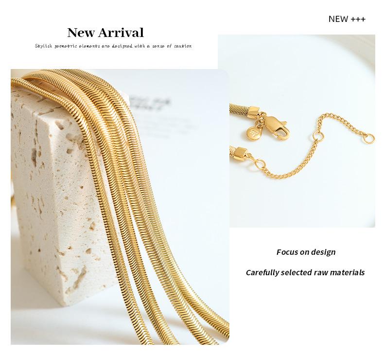 Gold-Plated Minimalist Snake Bone Chain Necklace - Hot-Selling European & American Jewelry