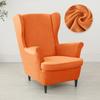 Nordic Solid Color Wing Chair Cover Velvet Stretch Armchair Covers Removable Relax Sofa Slipcovers with Seat Cushion Slipcover