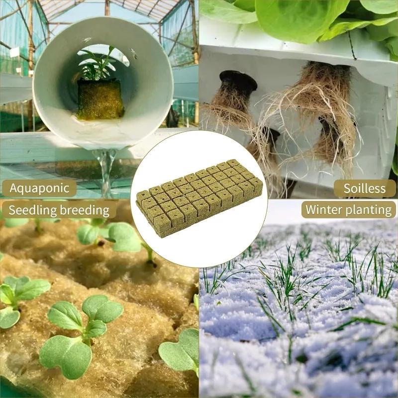 Stonewool Hydroponic Grow Media Cubes Garden Seedling Block Water Seed Sowing Germination Culture Substrate Planting Rock Plug