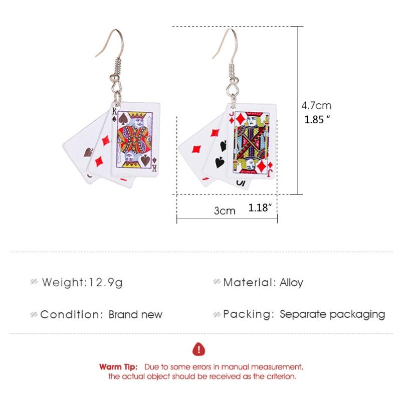 Funky Aces Playing Card Earrings Punk Poker Hand Game Casino Fun Costume Jewelry Game Cards Earrings for Women Girls