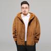 Men Winter Coat Plush Zipper Hooded Solid Color Soft Cold-proof Thicken Plus Size Autumn Coat for Outdoor
