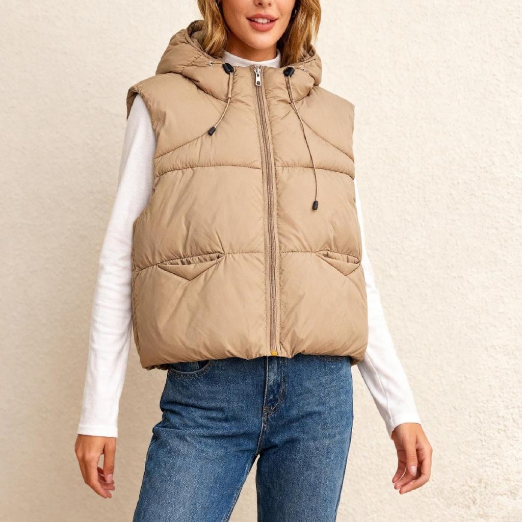 Women's Hooded Short Loose Slim Warm Down Vest
