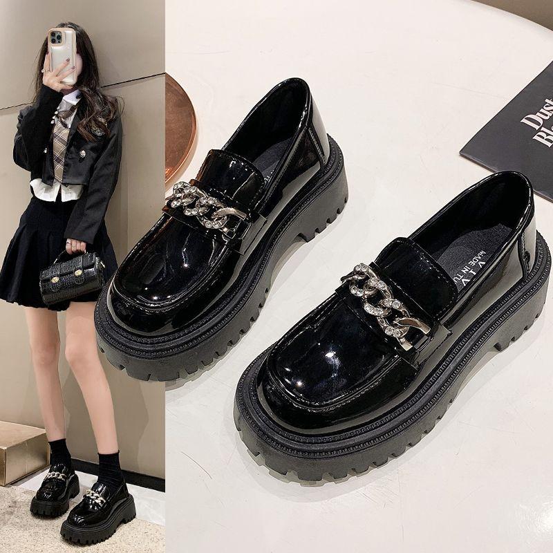 Autumn Flat Single Shoes Women's Soft Side One-foot Shoes Fashionable Casual Single Shoes Women Wear Wear-resistant British Style Small Leather Shoes