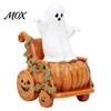 Creative Halloween Gift for Friends Ghost Pumpkin Cart Figurine, Cute Statue, Retro Synthetic Resin Craft Decor Miniature Ornament Home Table Planter