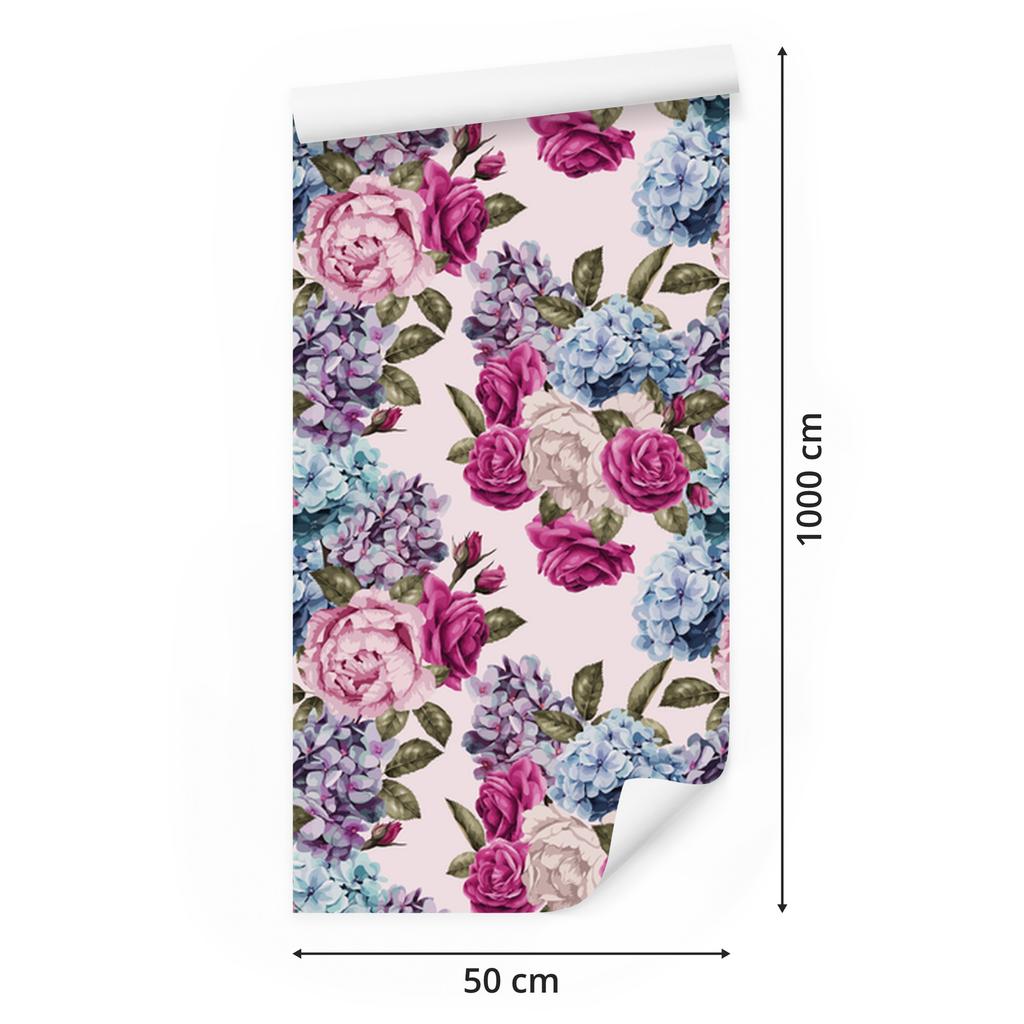 Roses with leaves wallpaper for living room and bedroom 50x1000