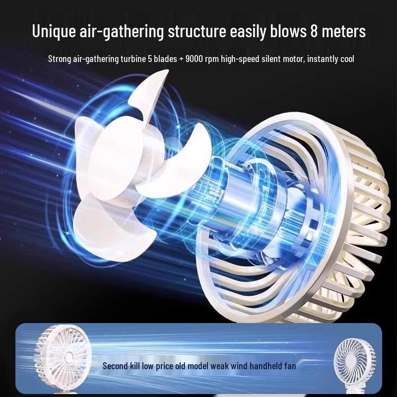 Silent Dual-Use Handheld Mini Fan with USB Charging & Long Battery Life