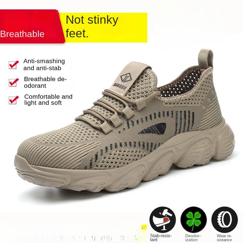 

Labor Insurance Shoes Men s Summer Breathable Fly-woven Anti-smashing and Anti-piercing Safety Shoes 38
