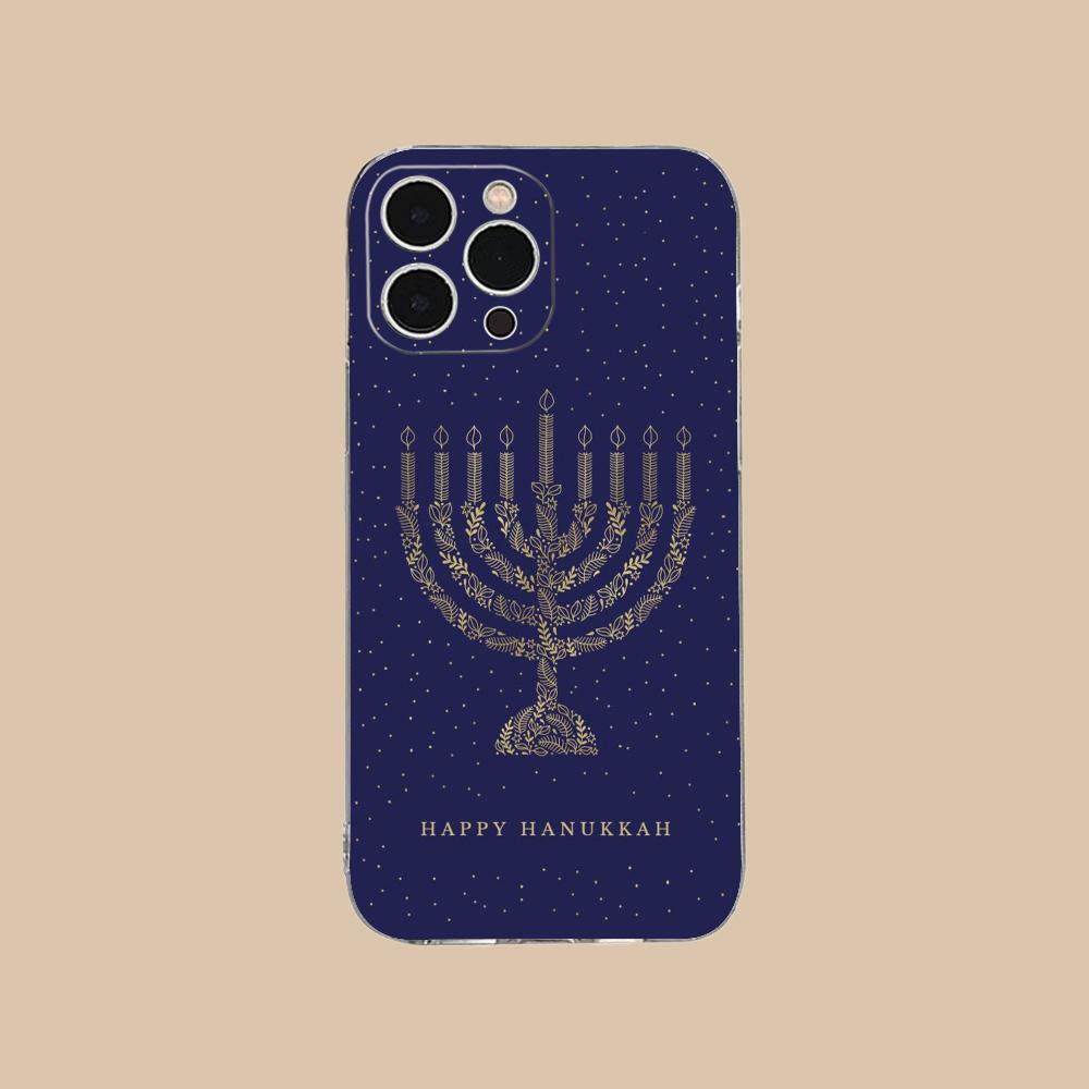 

Jewish Hanukkah Mobile Phone Case for iPhone 17 16 15 14 13 12 11 X XR XS Air Pro Max Plus Mini Clear Colorful Cover Luxury iPhone XS Max