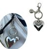 Creative Alloy Keychains with Big Silver Hearts Handcrafted Small/Big Balls Keyring Jewelry for Handbags and Car Keys