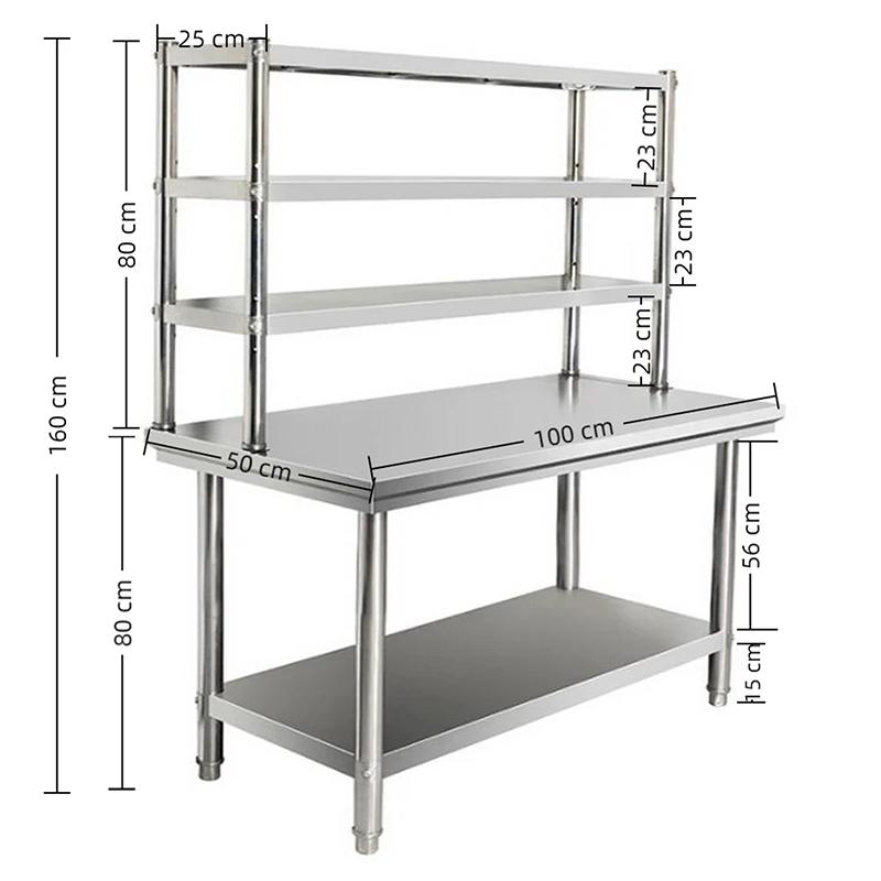 Multifunctional Stainless Steel Table For Home Use, With Adjustable Legs, Available In Multiple Sizes.