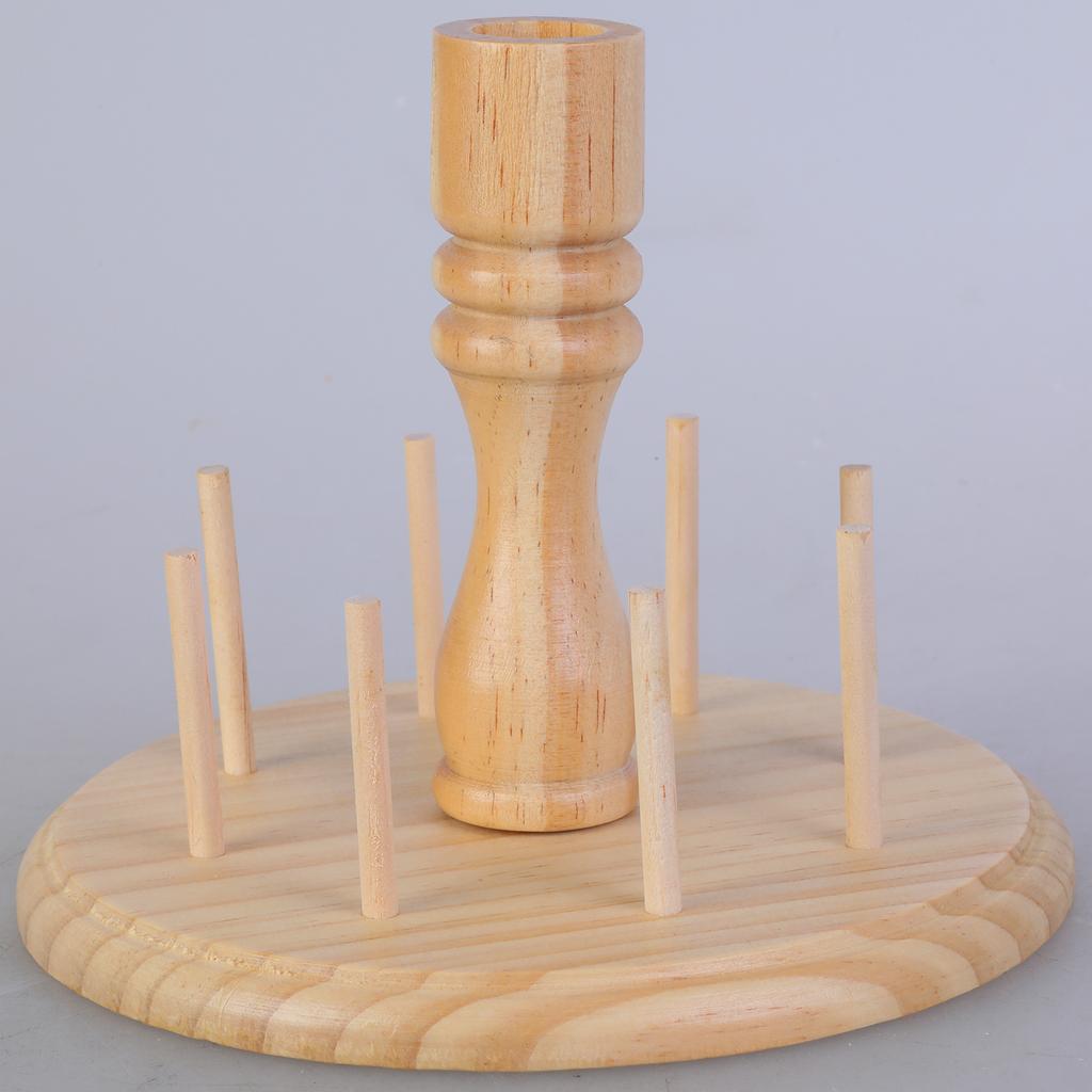 Wood Thread Holder with Scissors Holder 8 Spool Thread Spool Holder Embroidery Thread Organizers Sewing Thread Stand