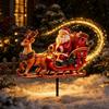 Santa and Reindeer Sleigh Decorative Yard Stake Figurine Eye-Catching for Lawn