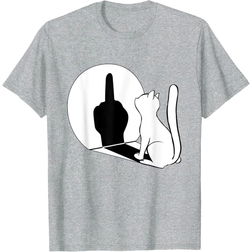 Middle Finger Cat Stateunisext Cat Funny Tshirt Regular Short Sleeve Tops Oneck Unisex Unisex Cotton Tshirt Summer Shirts Top