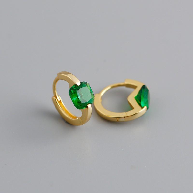Sterling Geometric Square Zircon Stud Earrings Women Fashion Daily Wear 925 Sterling Silver
